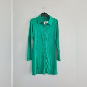 Reposh Naked Wardrobe Green Button Down Shirt Dress L NWT